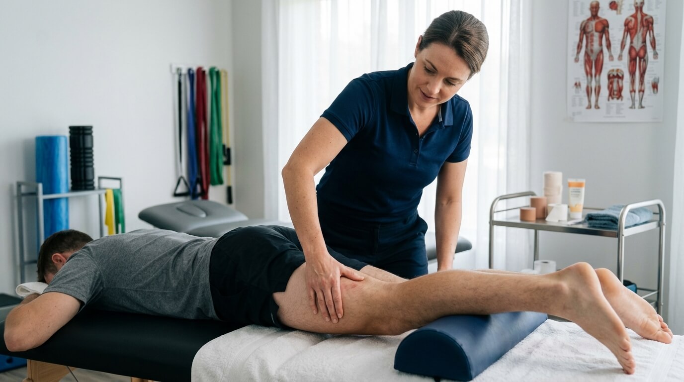 fisioterapeuta tratando paciente